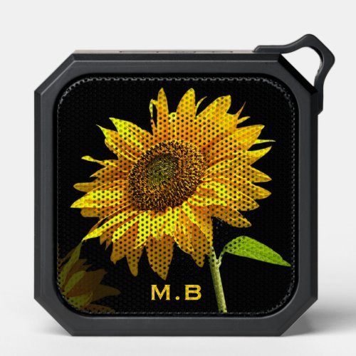 Bright Sunflower on Black Background Bluetooth Speaker