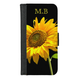 Bright Sunflower on Black Background iPhone 8/7 Wallet Case