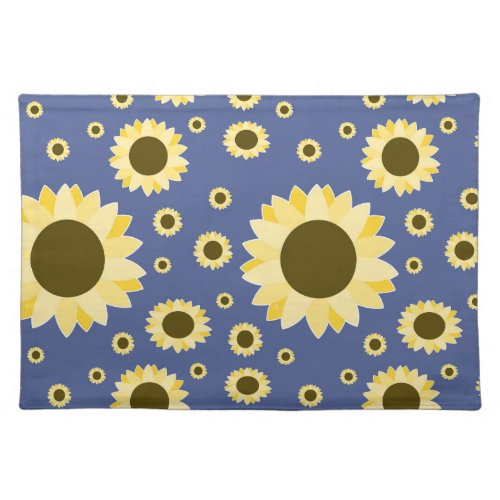 Bright Sunflower on Navy Blue Cloth Placemat