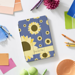 Bright Sunflower on Navy Blue iPad Pro Cover