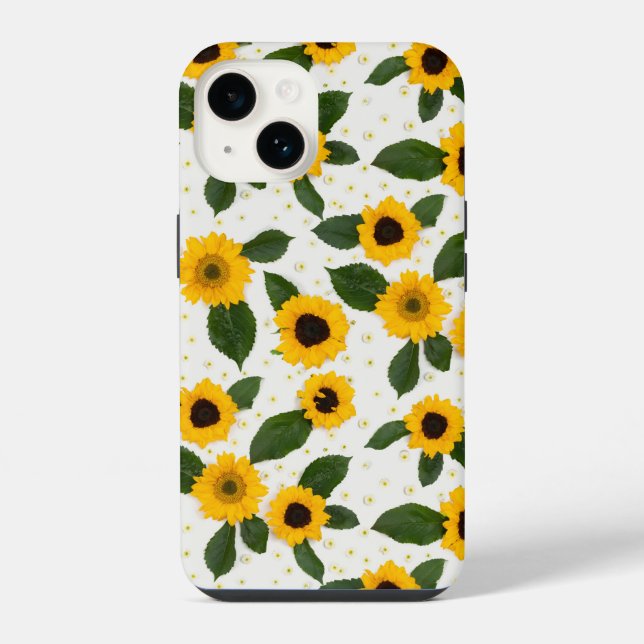 Bright sunflower pattern iphone case (Back)