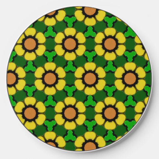 Bright Sunflower Pattern Wireless Charger (Front)
