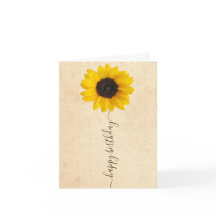 Bright Sunflower | Rustic Birthday Greeting Card