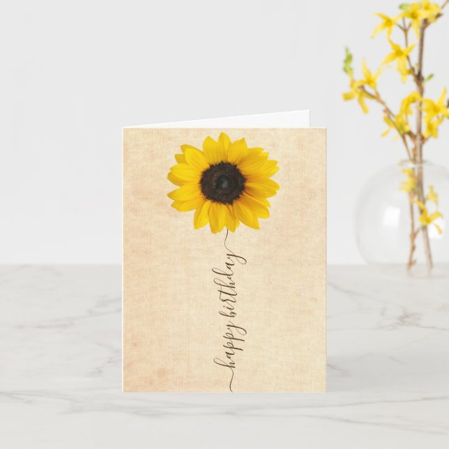 Bright Sunflower | Rustic Birthday Greeting Card (Yellow Flower)