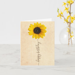 Bright Sunflower Rustic Birthday Greeting Card