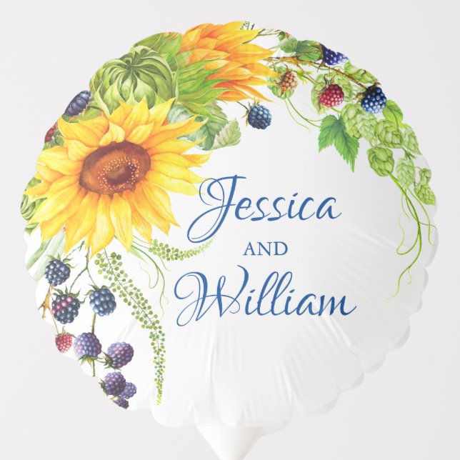 Bright Sunflower Rustic Boho Chic Wedding Balloon (Front)