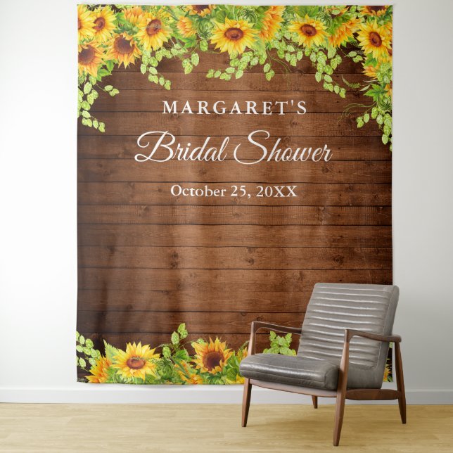 Bright Sunflower Rustic Wood Photo Booth Backdrop (In Situ)