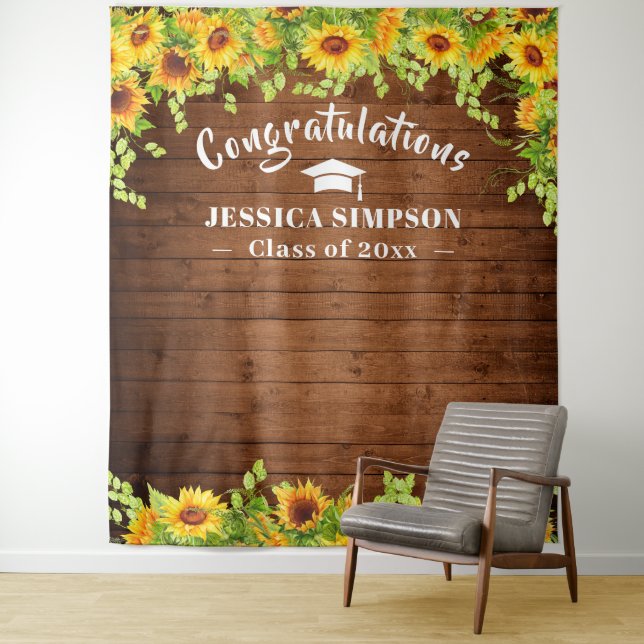 Bright Sunflower Rustic Wood Photo Booth Backdrop (In Situ)