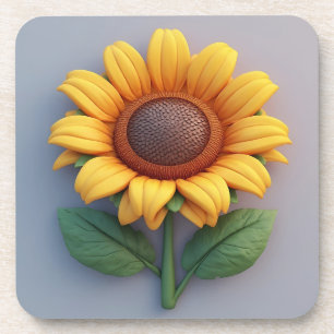 Bright Sunflower Sculpture Beverage Coaster