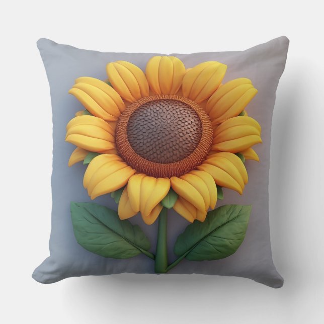 Bright Sunflower Sculpture Throw Pillow (Front)