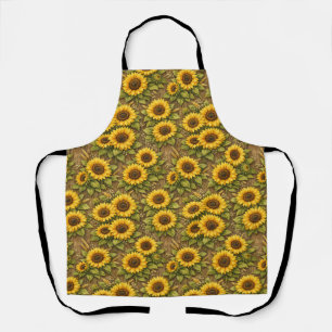 Bright Sunflower Seamless Repeat Pattern Apron