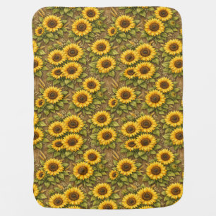 Bright Sunflower Seamless Repeat Pattern Baby Blanket