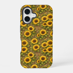 Bright Sunflower Seamless Repeat Pattern iPhone 16 Case