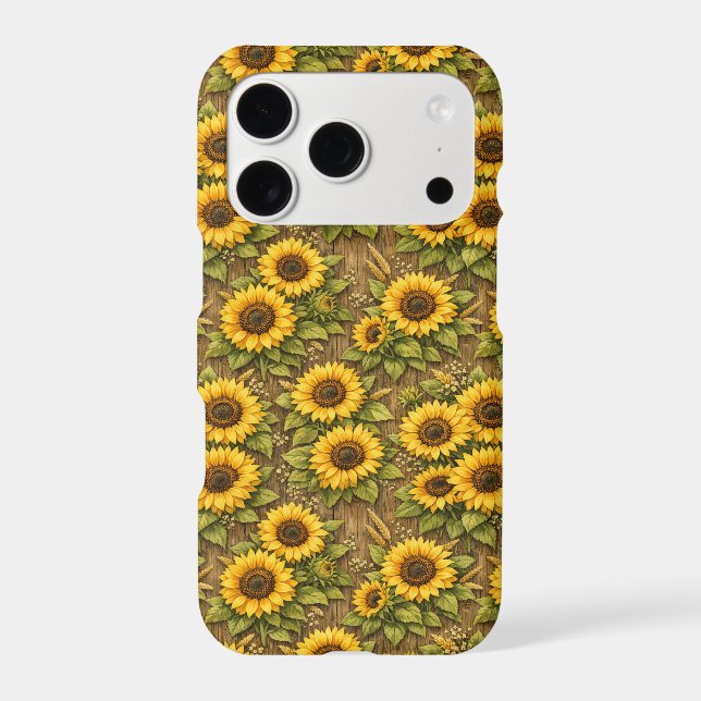 Bright Sunflower Seamless Repeat Pattern iPhone Case (Back)