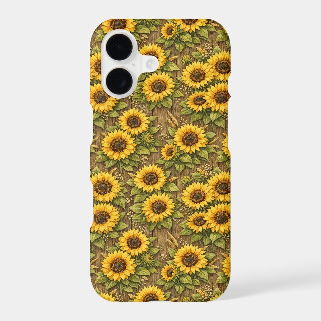 Bright Sunflower Seamless Repeat Pattern iPhone Case (Back)