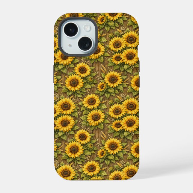 Bright Sunflower Seamless Repeat Pattern Iphone Case (Back)
