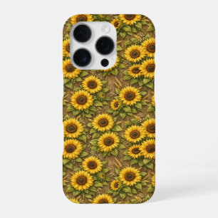 Bright Sunflower Seamless Repeat Pattern iPhone 16 Pro Case
