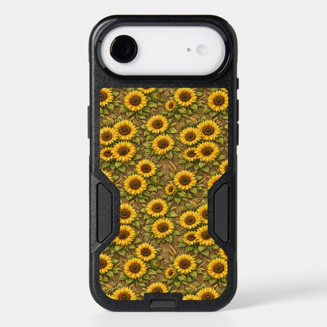 Bright Sunflower Seamless Repeat Pattern Otterbox iPhone Case (Back)