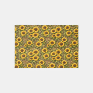 Bright Sunflower Seamless Repeat Pattern Outdoor Rug