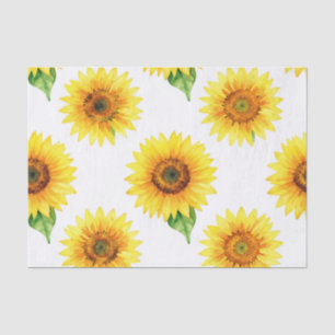 Bright Sunflower Watercolor Seamless Pattern Tissue Paper