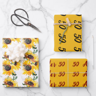 bright sunflower watercolour fabulous 50 wrapping paper sheets