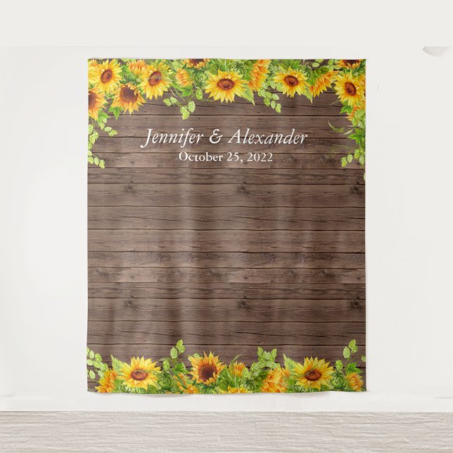 Bright Sunflower Wedding Photo Booth Backdrop (Front)