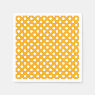 Bright Sunflower Yellow & White Polka Dots Napkins