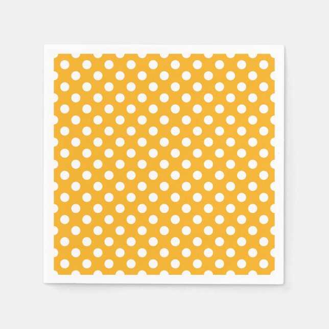 Bright Sunflower Yellow & White Polka Dots Napkins (Front)