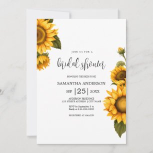 Bright sunflowers Bridal Shower minimalist Invitation