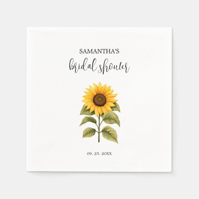 Bright sunflowers Bridal Shower minimalist Napkins (Front)