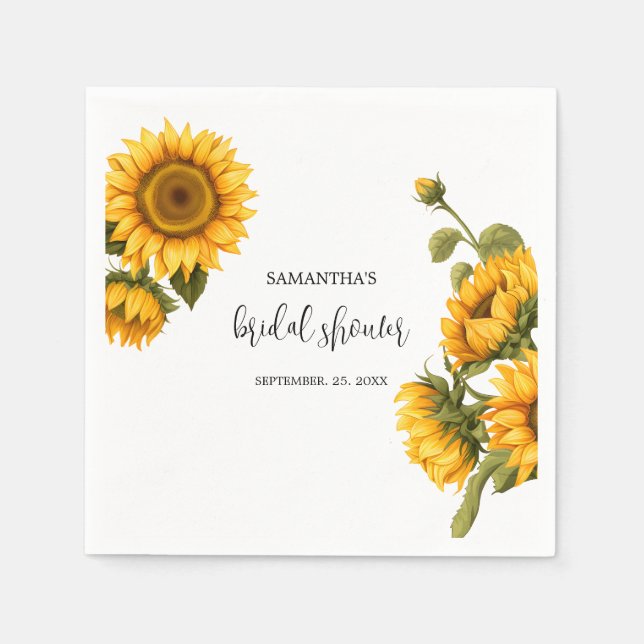 Bright sunflowers Bridal Shower Napkins (Front)