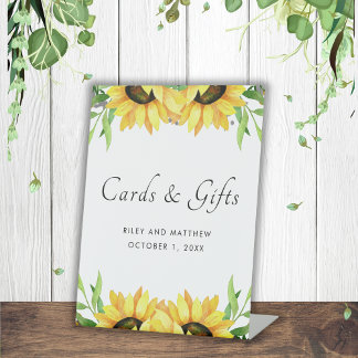 Bright Sunflowers Cards and Gifts Wedding Pedestal Sign