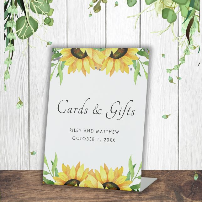 Bright Sunflowers Cards and Gifts Wedding Pedestal Sign (Creator Uploaded)