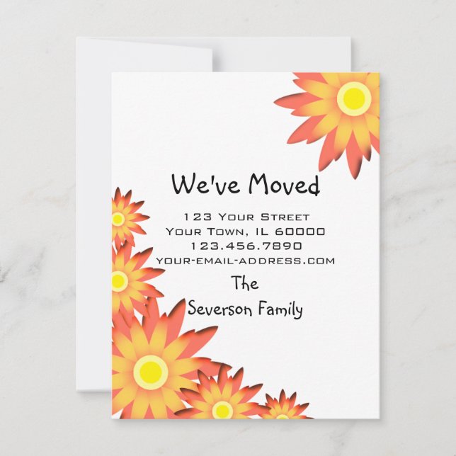 Bright Sunflowers Change of Address Announcement (Front)