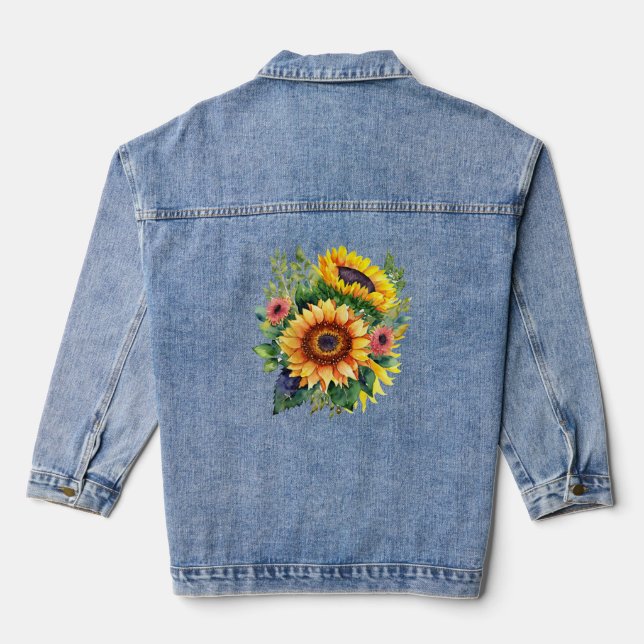 Bright Sunflowers Denim Jacket (Back)