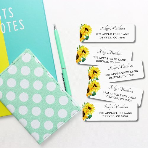 Bright Sunflowers Floral Wedding Return Address Label