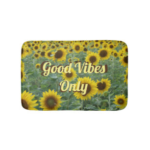 Bright Sunflowers Good Vibes Only Bath Mat