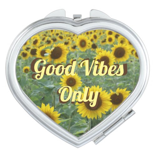 Bright Sunflowers Good Vibes Only Compact Mirror