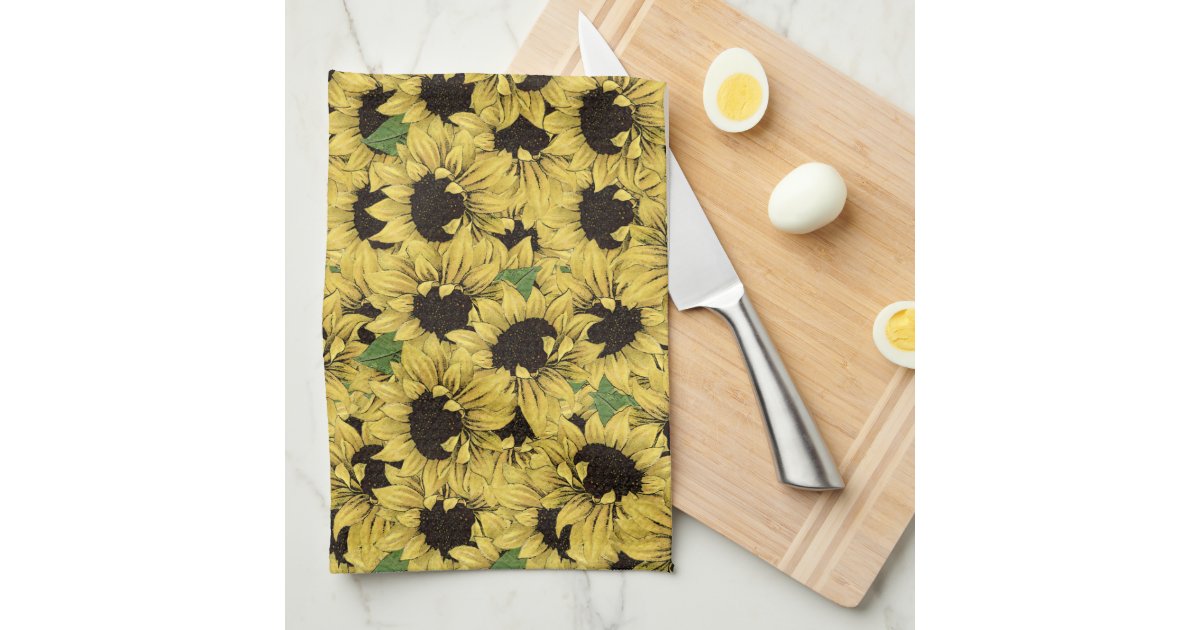 Bright Sunflowers Kitchen Towel Zazzle
