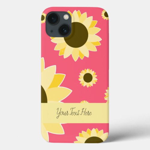 Bright Sunflowers on Pink iPhone 13 Case