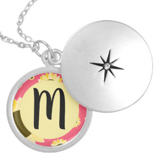 Bright Sunflowers on Pink Locket Necklace