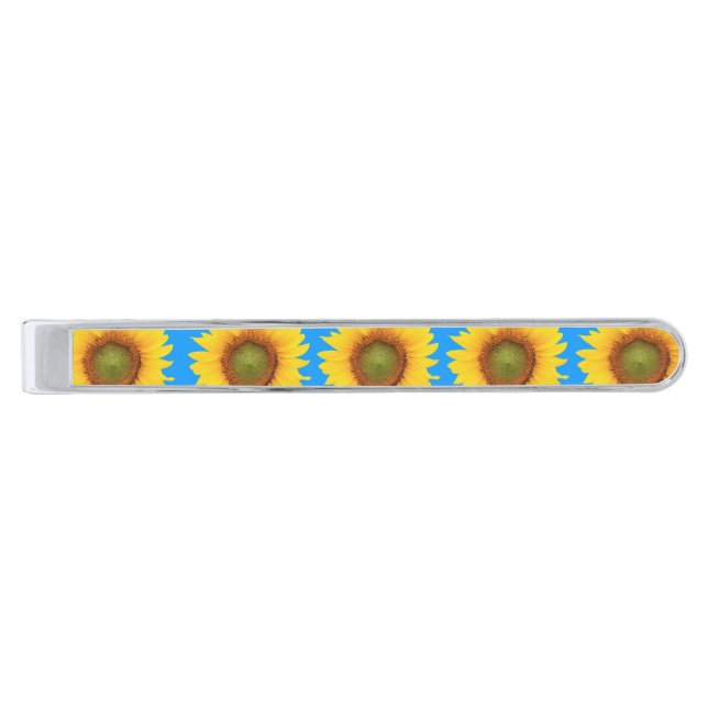 Bright Sunflowers Silver Finish Tie Bar (Front)