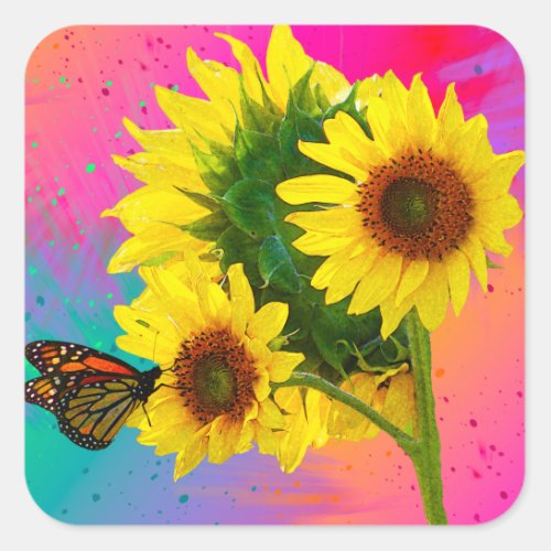 Bright Sunflowers  Square Sticker