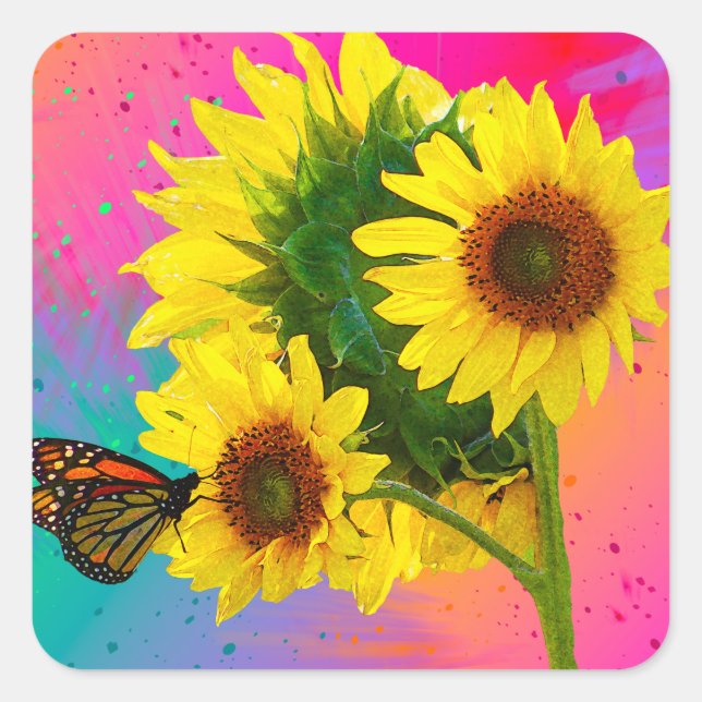 Bright Sunflowers  Square Sticker (Front)