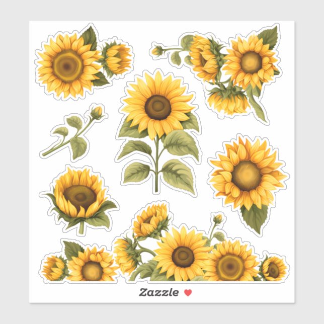 Bright sunflowers sticker (Sheet)