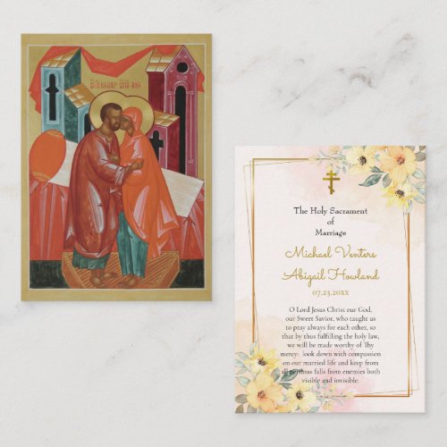 Bright Sunny Flowers Orthodox Wedding Prayer Card