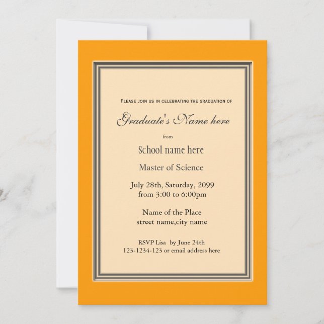 Bright sunny yellow high achievement  graduation invitation (Front)