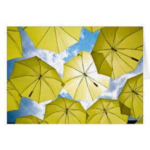 Bright Sunny Yellow Umbrellas Cards