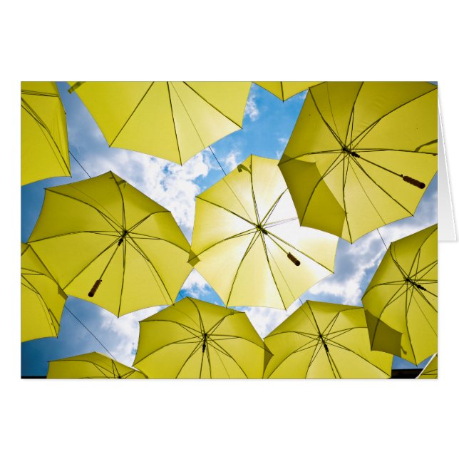 Bright Sunny Yellow Umbrellas Cards (Front Horizontal)