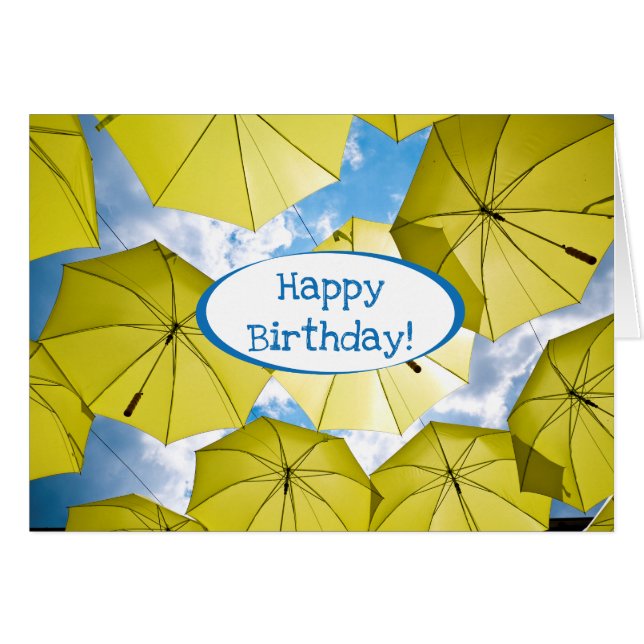 Bright Sunny Yellow Umbrellas Cards (Front Horizontal)